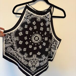 SHEIN Black and White Bandana Crop Top